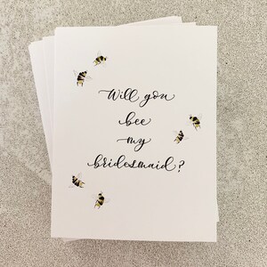 Greeting Cards Will You Bee My Bridesmaid Set of 4 image 1