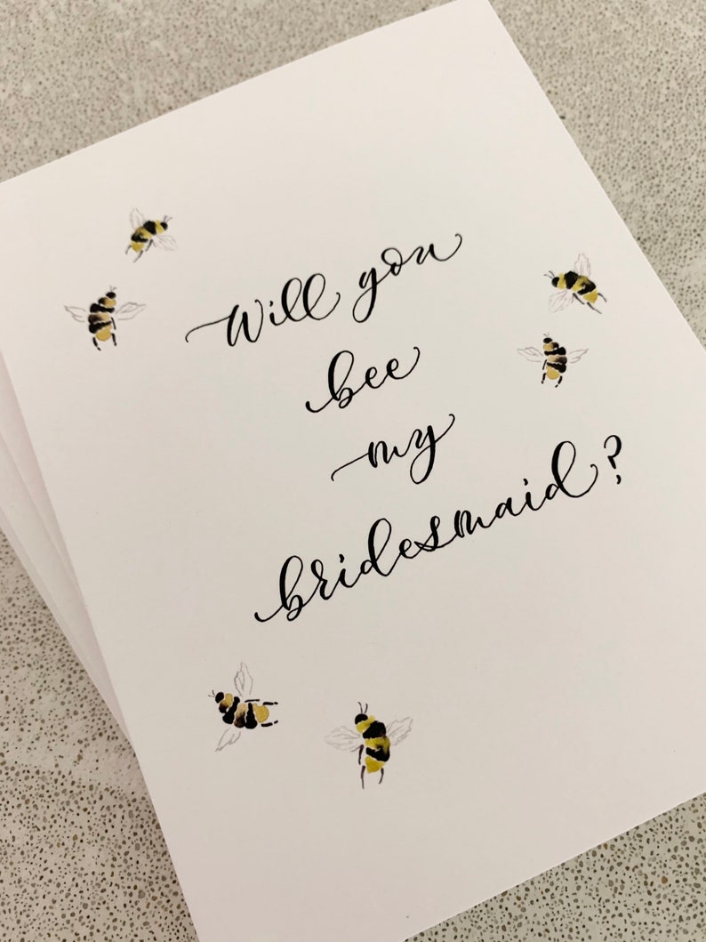 Greeting Cards Will You Bee My Bridesmaid Set of 4 image 3