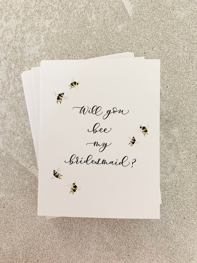 Greeting Cards Will You Bee My Bridesmaid Set of 4 image 1