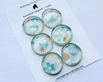 Imanes de cristal con gemas florales hechos a mano, imanes para nevera en tonos pastel (juego de 6)