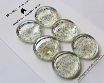 Imanes de cristal con diseño floral para nevera, con infusión de oro (juego de 6)