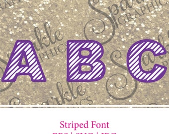 Striped Font, Striped Alphabet, Stripes Font , Cute Font, SVG File, EPS File, JPG File, Monogram File, Monogram Cut File
