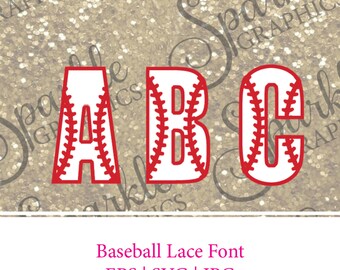 Baseball Font, Softball Alphabet, Baseball Lace Font Baseball, Baseball, SVG File, EPS File, JPG File, Monogram File, Monogram Cut File