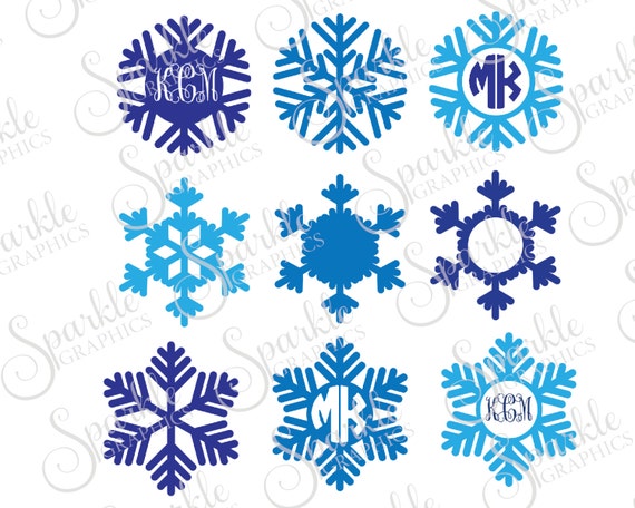Download Snowflake Monogram Frame Winter Svg Christmas Svg Snowflakes Etsy