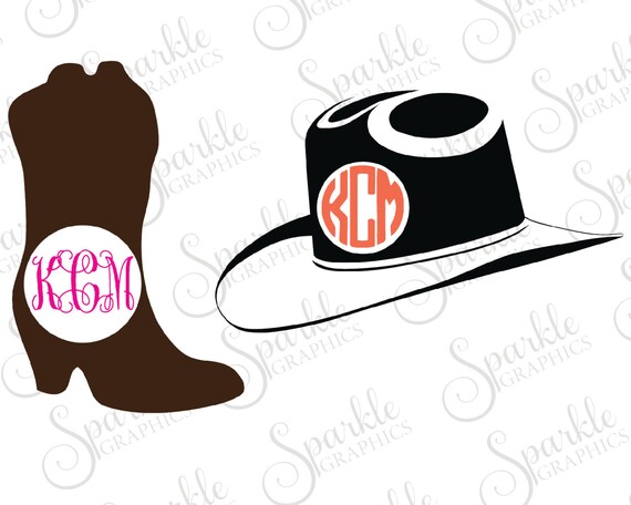 Download Western Monogram Frame Cowboy Hat Boots Western Country Svg Etsy