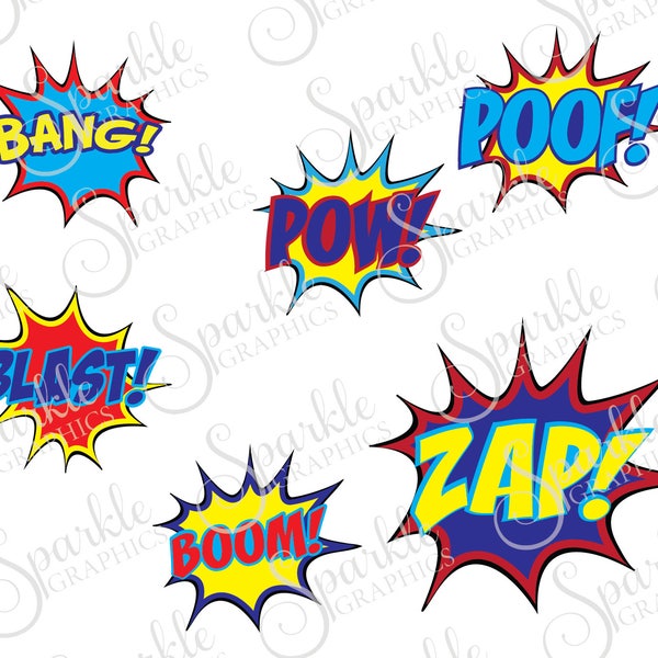 Bang Boom Blast Cut File Superhero SVG Hero Super Hero Comics Clipart Svg Dxf Eps Png Silhouette Cricut Cut File Commercial Use SVG