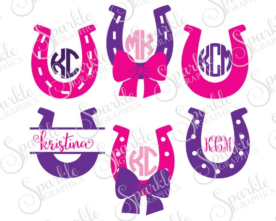 Download Horseshoe Monogram Frame Set Cut File Western Cowgirl Bow Etsy