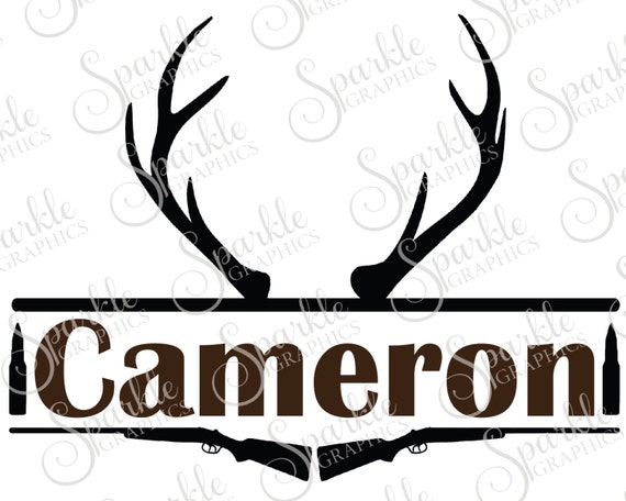Download Hunting Monogram Frame Antler Deer Rifle Gun Hunting SVG ...