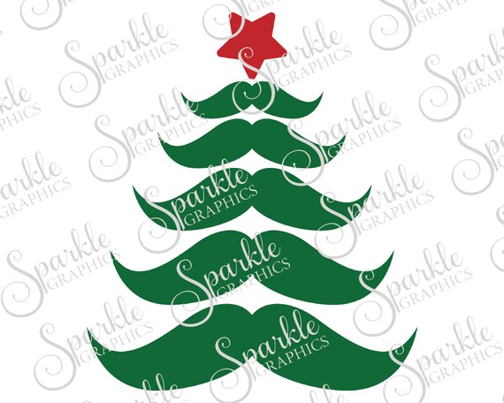 Mustache Christmas Tree Cut File Set SVG Star Mustache Christmas Tree Cut File Set SVG Star