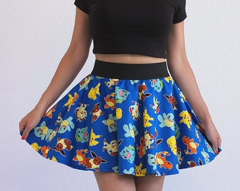 Blue Pokemon Characters Circle Skirt Pikachu Teen Women's Size M Ready to ship!