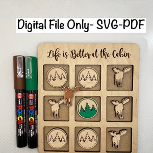 Cabin Tic Tac Toe Digital File for Glowforge or Laser, SVG