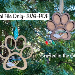 Rainbow Bridge ornament / Pet Memorial Ornament / Digital Laser File/ Glowforge Tested / Download SVG PDF files