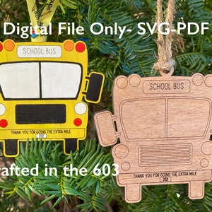 Schoolbus Ornament File Svg for Laser Thank you for going the extra mile