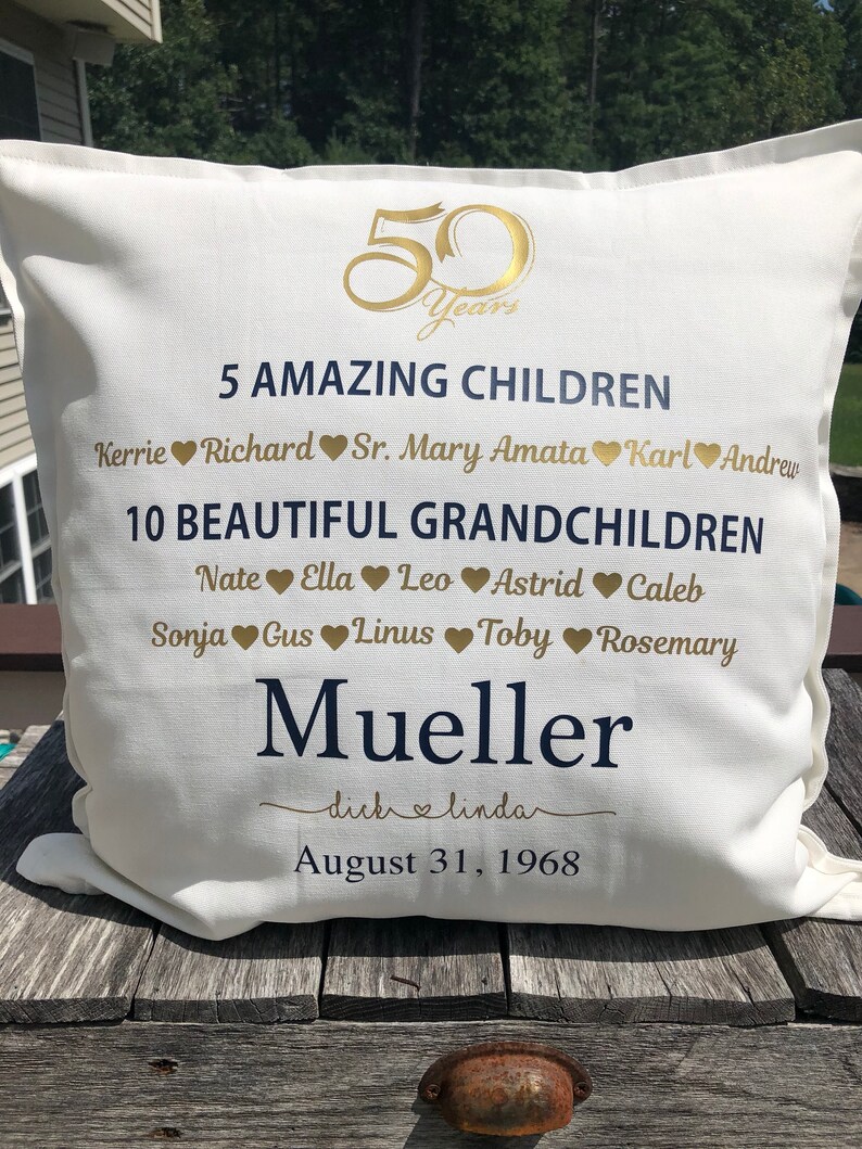 Personalized 5oth Anniversary Pillow Cover Great Wedding Or Etsy