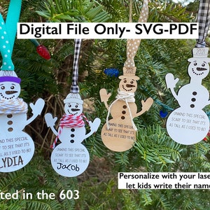 雪だるまの高さのスカーフクリスマスオーナメントデジタルレーザーSVG PDFファイルをダウンロード