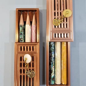 Set di matite tradizionali coreane con motivo a reticolo Hanok e intarsi in madreperla