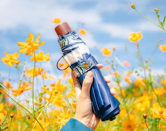 Sombrilla Cheongwa Dancheong con protección UV del Museo Nacional de Corea. Diseño tradicional coreano Joseon Dancheong.