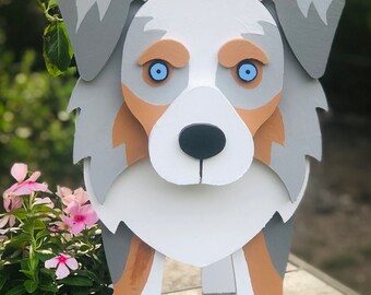 Australian Shepherd 3D Wooden Planter Box