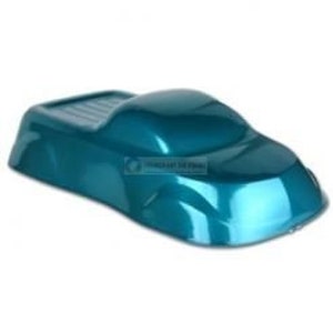 K&ouml;nnte beinhalten: Ein Autolackmuster in Teal-Gr&uuml;n mit Hochglanz-Finish.