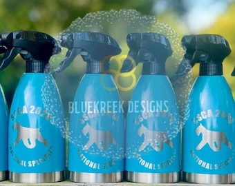 Personalized etched custom powder coated stainless steel spray bottle