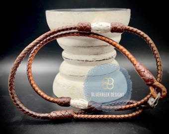 Custom Show Dog Braided Kangaroo 6-Plait Lead With Silver Ferrules