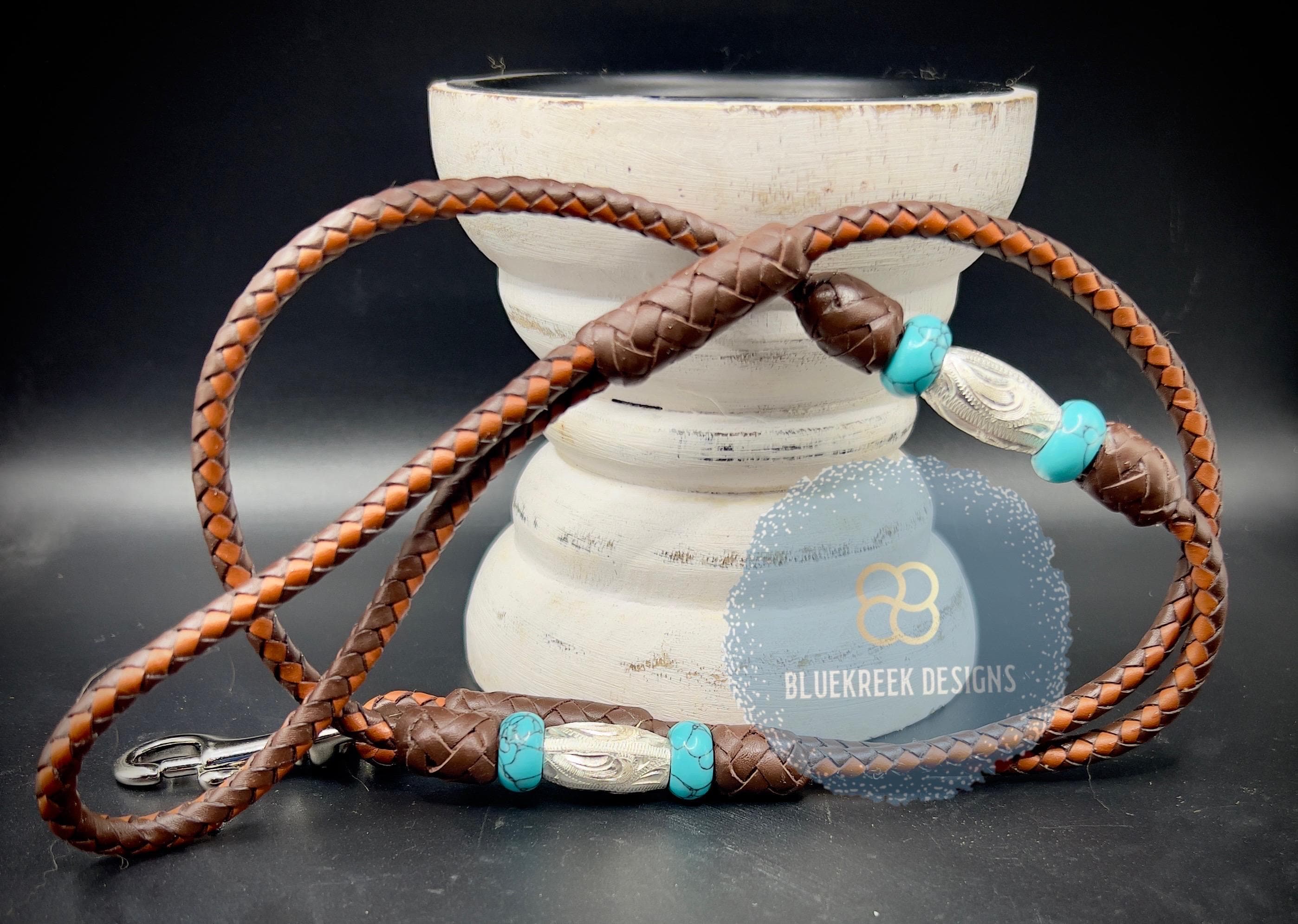 Mita Handmade Dog Show Leads Braided Kangaroo Leather Dog Show