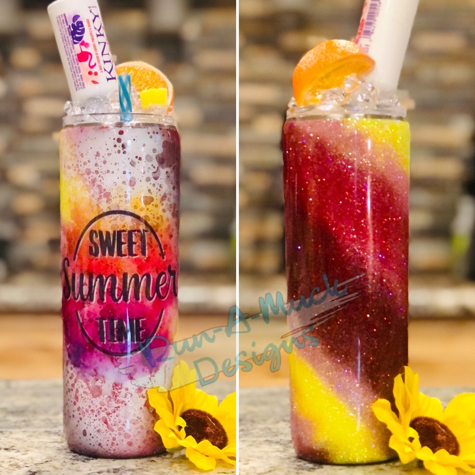 Sweet Summertime Tumbler with ice lid realistic ice fruit Etsy België