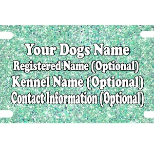 Personalized crate tags, choice of designs, personalized with your dogs name and info, show dog tag, kennel tag