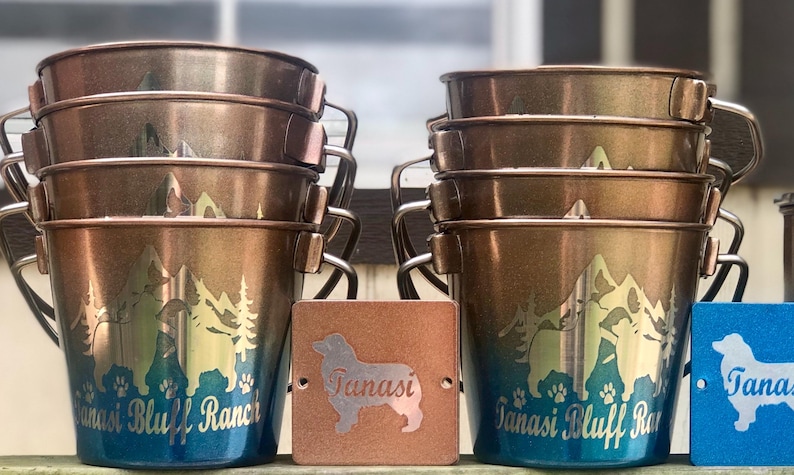 Personalized etched custom powder coated stainless steel dog buckets image 7