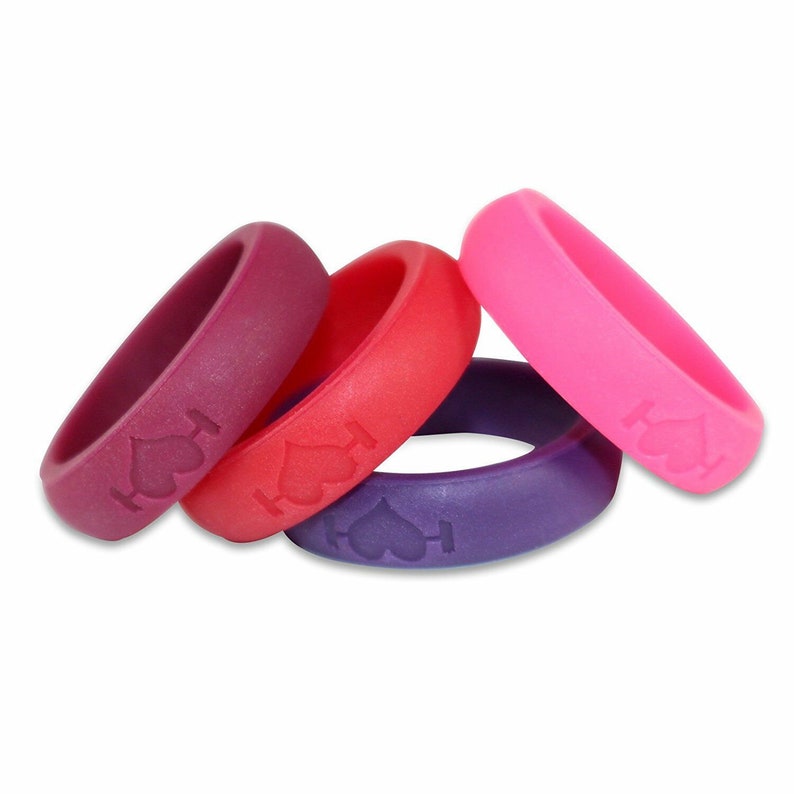 WOD Birthday Gift Athletes Crossfit Wedding Band rubber rings Plum Silicone Wedding Ring for Women Safe Perfect for Active Ladies