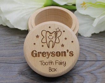 Custom Wooden Tooth Fairy Box * Personalized Wooden Tooth Box * Child's Tooth Box * Keepsake Box * Engraved * Trinket Box * Name Keepsake