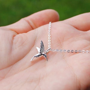 3D Hummingbird Necklace * Sterling Silver Hummingbird Charm * Tiny Minimalist * Gift for Mom * Gift for Her * Tiny Hummingbird * Endurance