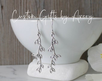 Antique Silver Willow Branch Earrings * Sterling Silver Ear Wires / Lever Backs * Silver Willow Earrings * Dangle Drop Tree Branch