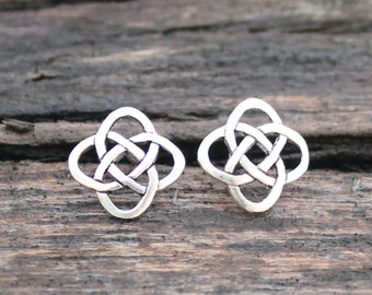 Dara Knot Studs * Sterling Silver Celtic Knot Earrings