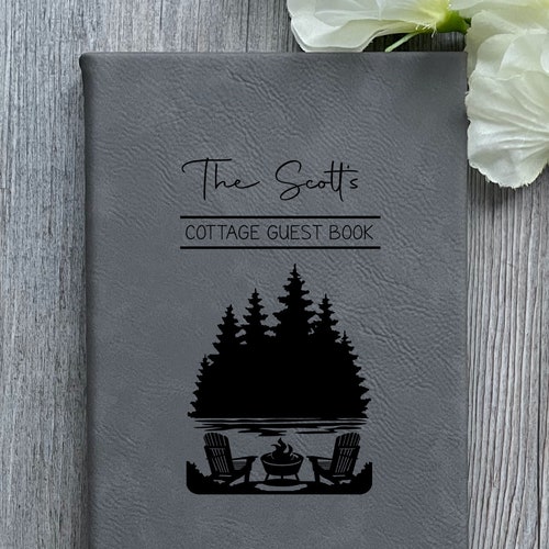 Personalized Leather Lodge Guest Book Engraved Lined Journal Etsy