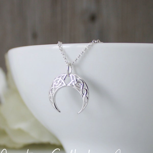 925 Sterling Silver Celtic Cresent Moon Necklace * Moon Pendant * Celtic Moon Necklace * Celestial * Night * Celtic Knot Necklace * Irish