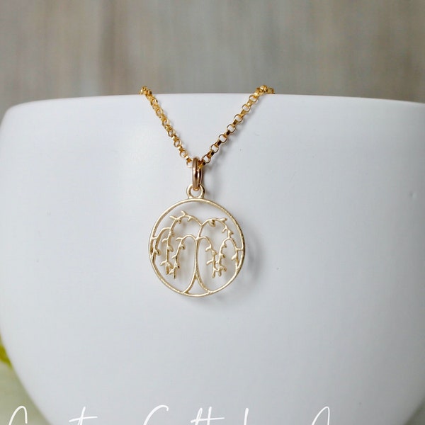 Gold Willow Tree Necklace Pendant * Weeping Willow Tree Charm * Minimalist Necklace Pendant * Gift for Her * Tree Necklace