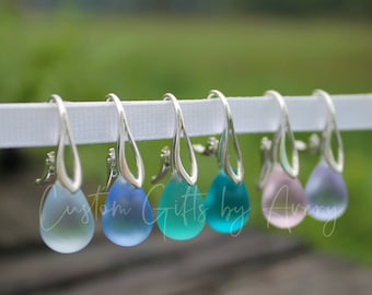 Boucles d'oreilles en verre de mer cultivé en argent sterling * Boucles d'oreilles en verre de mer * Boucles d'oreilles en verre de plage * Dos ou crochets d'oreille européens