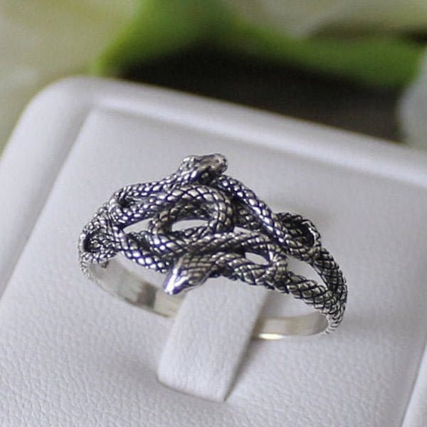 Sterling Silver Snake Nest Ring * Double Headed Snake * Twin Serpent Ring * Ouroboros Ring * Snake Ring * Serpent Ring