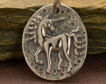 Sterling Silver Unicorn Pendant Necklace * Unicorn Coin Necklace * Unicorn Pendant * Fantasy