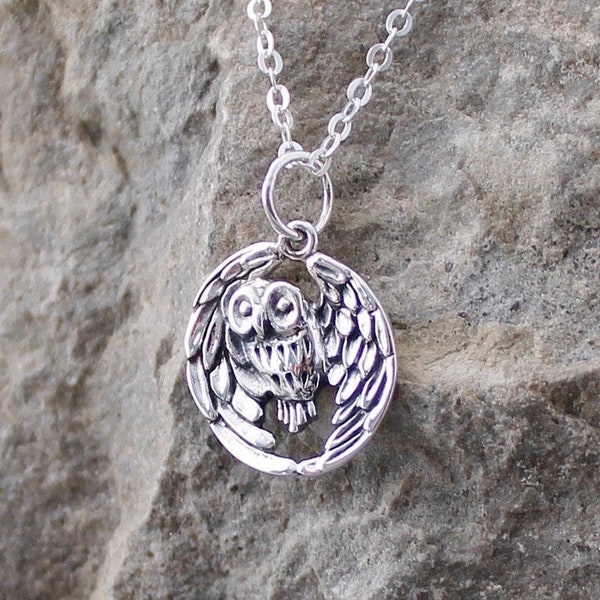 Sterling Silver Owl Necklace * Owl Pendant * Realistic Owl Necklace * Wisdom Knowledge Symbol * Graduation * Animal Spirit * Owl Lover
