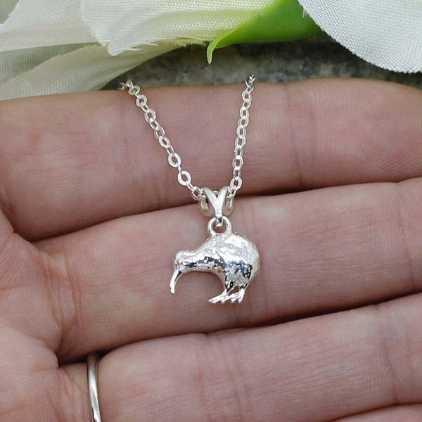 Kiwi Bird Necklace * Sterling Silver Kiwi Charm * Tiny Minimalist * Double Sided * Gift for Mom * Gift for Her * Tiny Kiwi * New Zealand