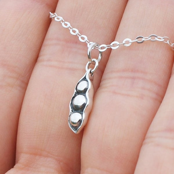 Sterling Silver Peas in a Pod Necklace * Tiny Peas in a Pod Pendant * 2 Peas * 3 Peas * Food Charm * Best Friends Necklace * Sisters