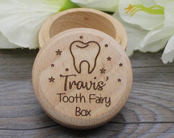 Custom Wooden Tooth Fairy Box * Personalized Wooden Tooth Box * Child's Tooth Box * Keepsake Box * Engraved * Trinket Box * Name Keepsake