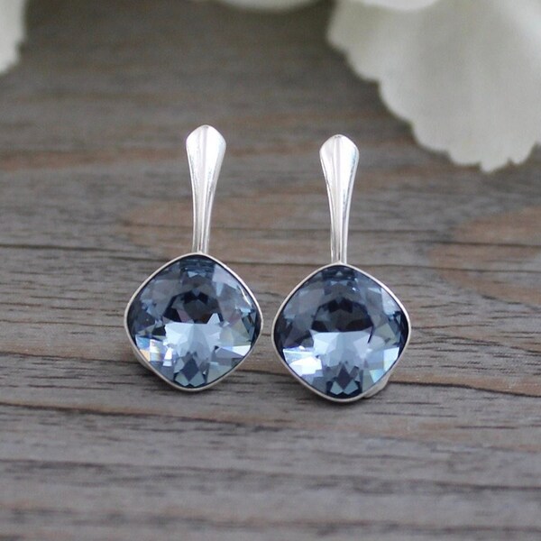 cc heart blue denim drop earrings main image 1