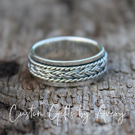 thumbnail image 2 of 925 Sterling Silver Celtic Spinning Ring – 5mm Wide Band, Unisex Thumb Or Finger Ring 2 of 5