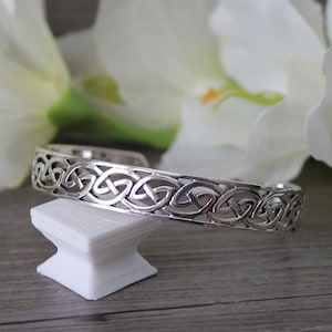 SOLID Sterling Silver Celtic Cuff Bracelet * Celtic Bangle * Adjustable Silver Cuff Bracelet * Open Knot Work Design * Infinity Knot