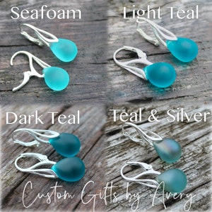 Cultured Sea Glass Earrings in Sterling Silver Sea Glass Earrings Beach Glass Earrings European Lever Back or Ear Wires 画像 5