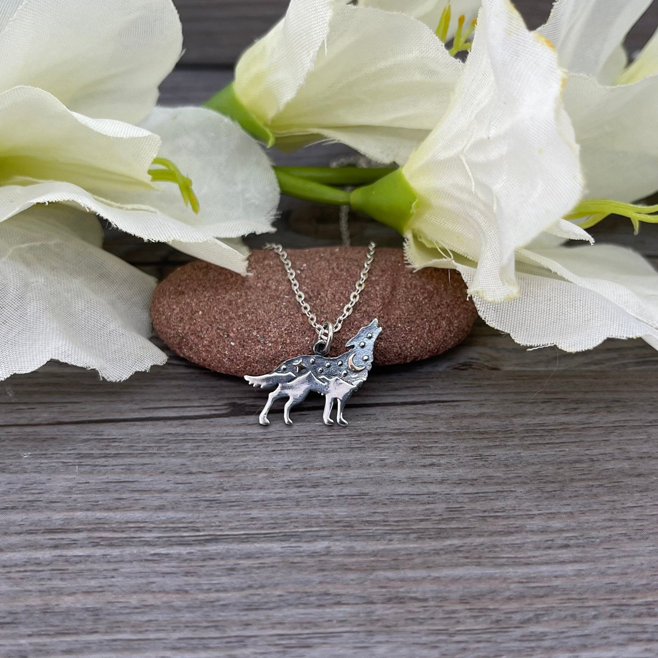 Sterling Silver Wolf Pendant Necklace Sterling Silver Etsy Canada