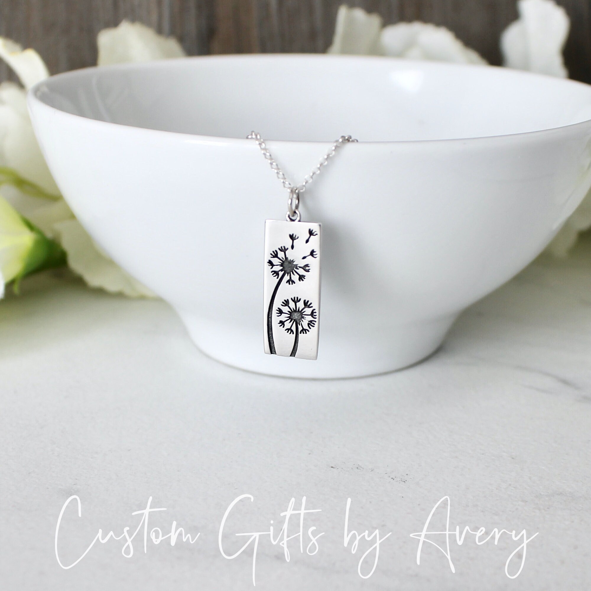 Dandelion Necklace Sterling Silver Dandelion Wish Charm